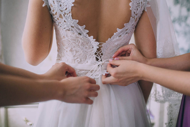bride in white with friends - Photo, Image