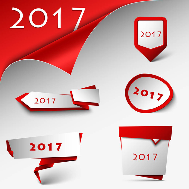 Yeni yıl kartı kırmızı tasarım işaretçiler şablonu ile - Vektör, Görsel