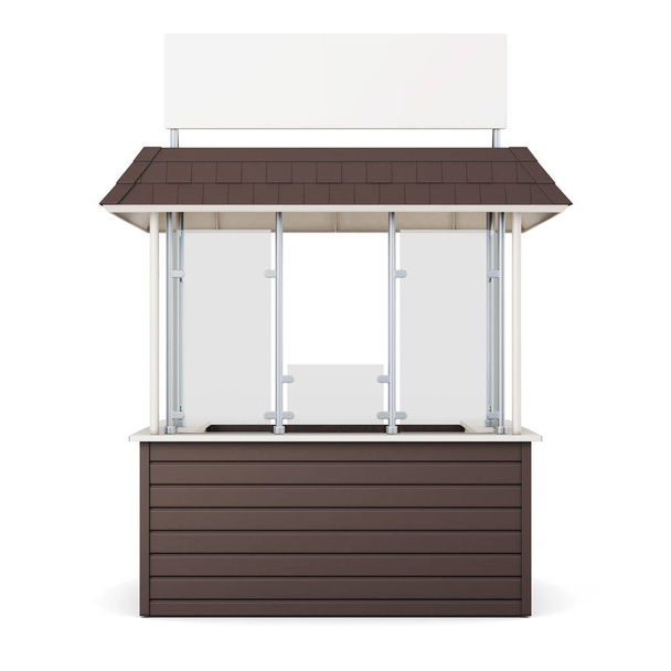 Brown kiosk isolated on a white background. 3d rendering - Photo, Image