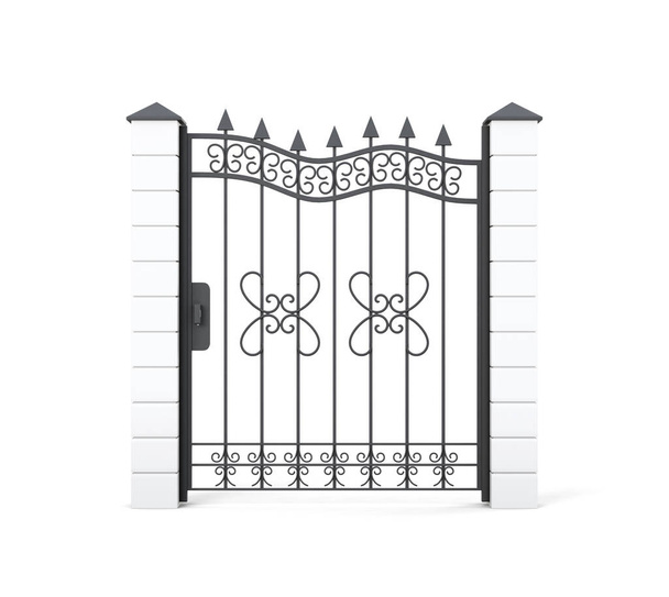 Puerta de hierro forjado aislada sobre fondo blanco. renderizado 3d
 - Foto, imagen