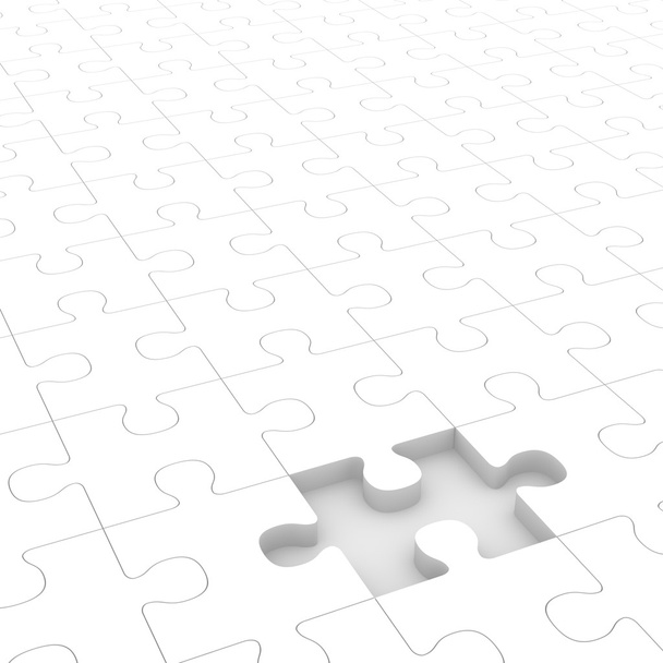 Puzzle bianco con pezzo mancante
 - Foto, immagini