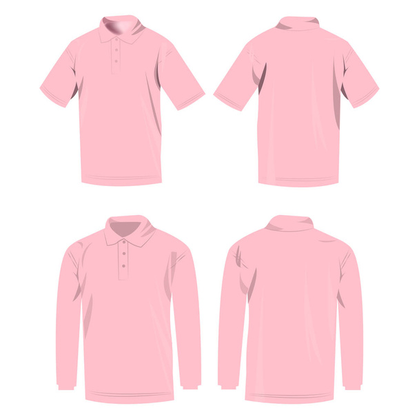 Baby rosa Poloshirt und Polo mit langen Ärmeln - Vektor, Bild
