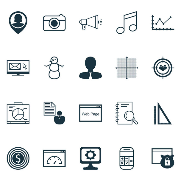 Conjunto de 20 iconos editables universales. Puede ser utilizado para el diseño web, móvil y de aplicaciones. Incluye iconos tales como gerente, rejilla gráfica, medición y más
. - Vector, imagen
