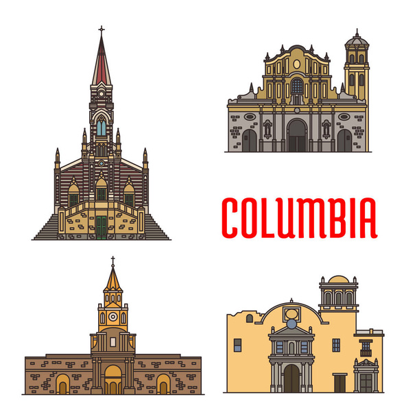 Туристичні пам'ятки архітектури Колумбії - Вектор, зображення