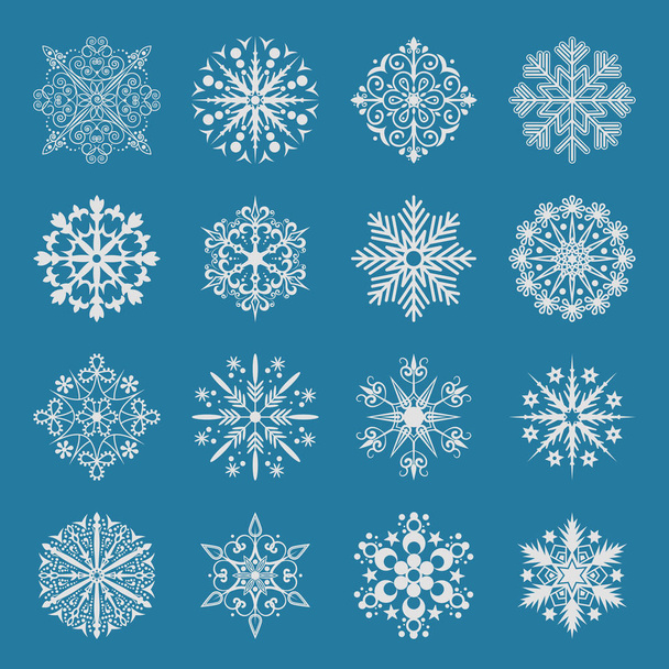 Conjunto de iconos de copo de nieve vector
. - Vector, Imagen