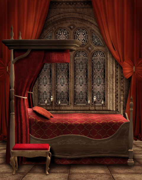 Винтажная спальня со свечами
 - Фото, изображение