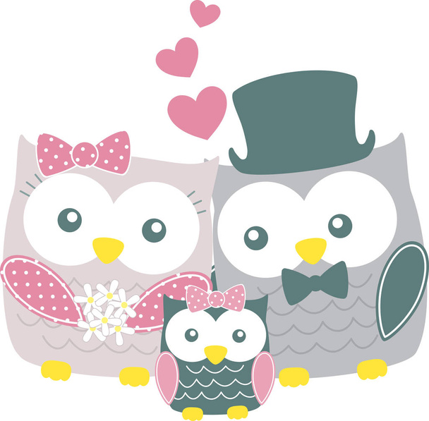 cute owls family - Vektor, kép