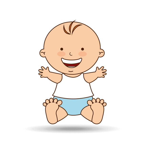 fiú baba aranyos mosolygós ikon kép - Vektor, kép