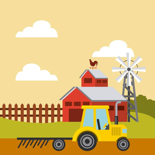 agriculture production landscape icon - Vector, Image