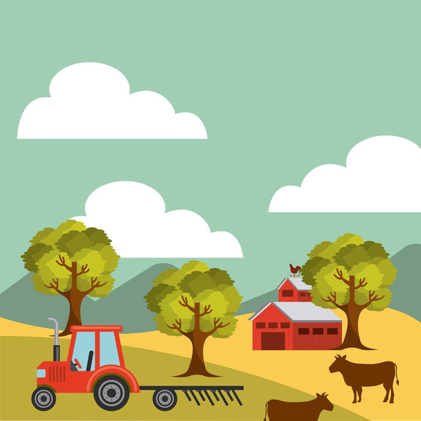 zemědělské produkce krajina ikona - Vektor, obrázek