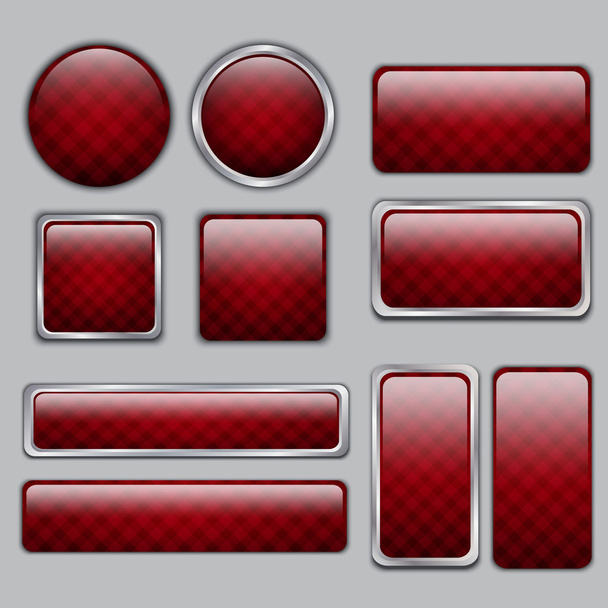 Glossy Red web buttons - Vector, Image