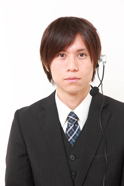 young Japanese businessman of call center - Foto, Imagem