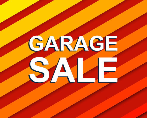 Red striped sale poster with GARAGE SALE text. Advertising  banner - Vector, Image