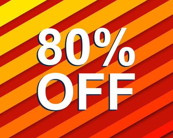 Red striped sale poster with 80 PERCENT OFF text. Advertising  banner - Vector, Image