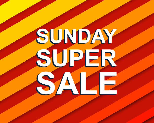 Punainen raidallinen myynti juliste SUNDAY SUPER SALE tekstiä. Mainoskyltti
 - Vektori, kuva