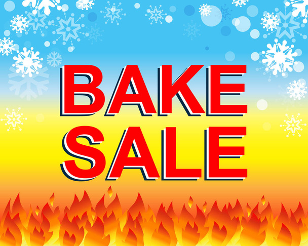 Cartel grande de venta de invierno con texto BAKE SALE. Publicidad vector banner
 - Vector, imagen