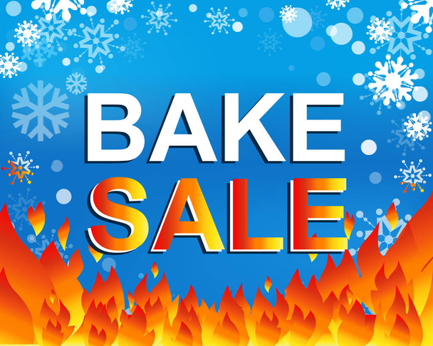 Big winter sale poster with BAKE SALE text. Advertising vector banner - Vector, Image