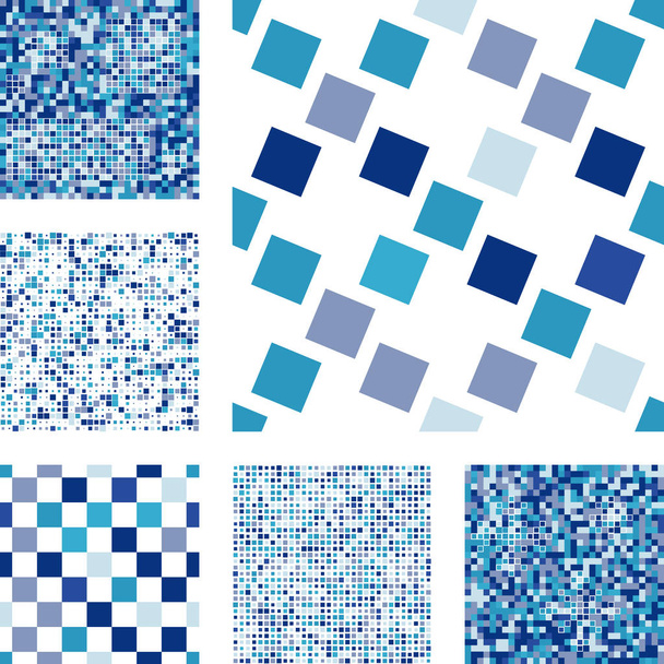 Set of abstract seamless patterns with squares - ベクター画像