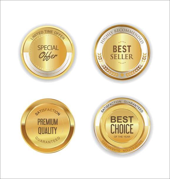 Golden metal labels retro collection  - Vector, Image