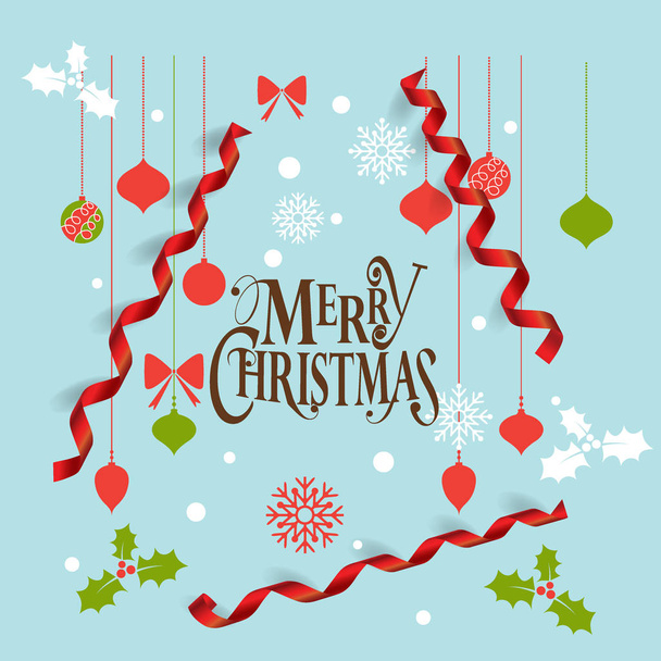 Christmas Greeting Card with Merry Christmas lettering, vector i - Vektor, Bild