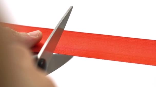grand opening - scissors cutting red ribbon - Footage, Video