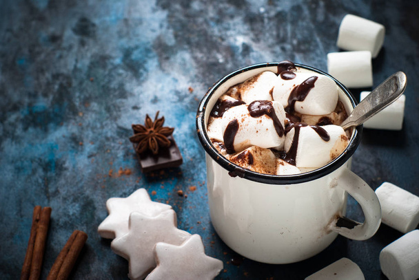 Chocolate with marshmallow in the mug. - Valokuva, kuva