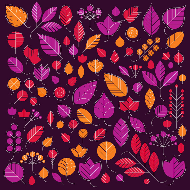 set of colorful tree leaves - Vektor, kép