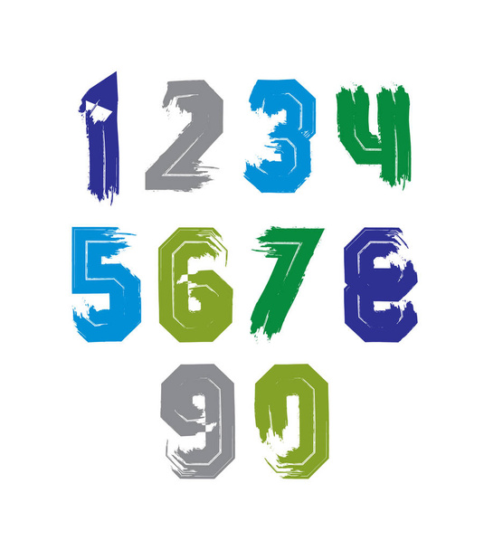 watercolor colorful numbers set - Διάνυσμα, εικόνα