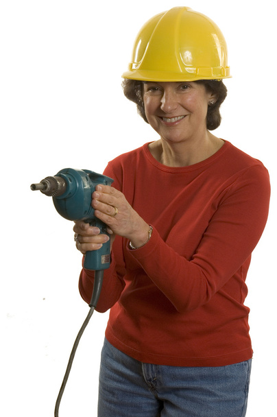 vrouw met elektrische boor - Foto, afbeelding