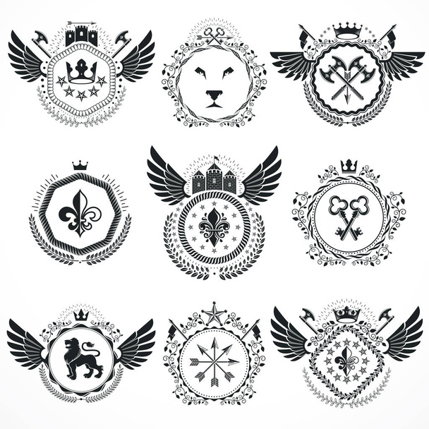 Vintage heraldic emblems set  - Vektor, obrázek