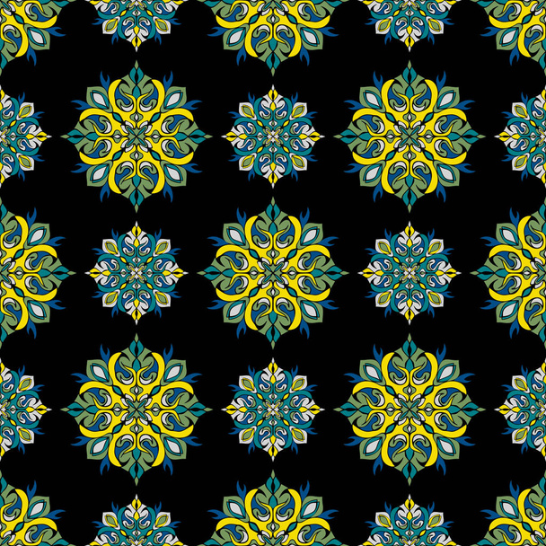 Elegant seamless pattern with floral and Mandala elements. Nice hand-drawn vector illustration - ベクター画像