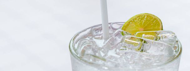 The top of iced lemonade juice glass with copy space - Фото, зображення