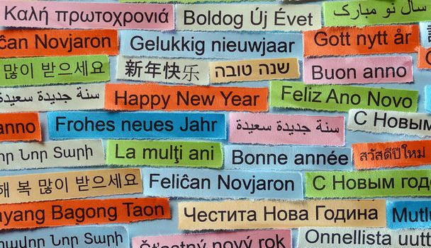 Frohes neues Jahr auf verschiedenen Sprachen - Foto, Bild