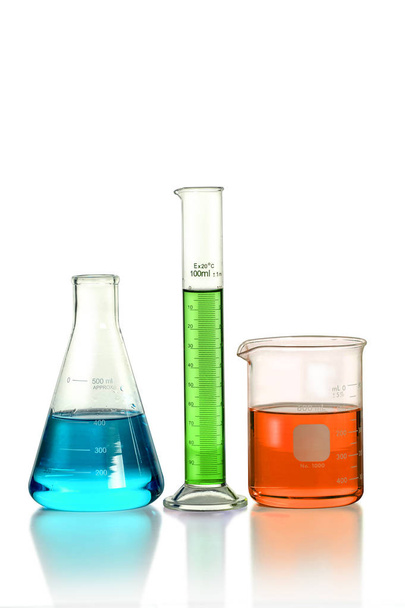 Laboratory Glassware Over White Background - Photo, image