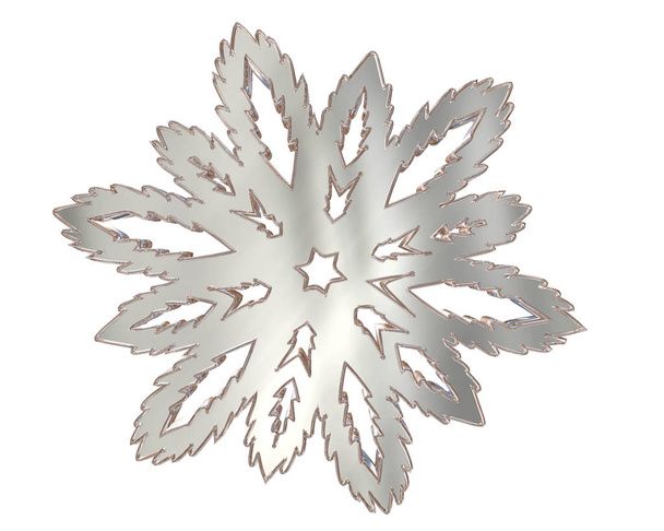 Winter snowflake silver color on a white background - Photo, Image
