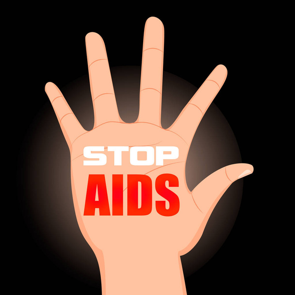 Világok Aids nap. A Stop szavak kézzel . - Vektor, kép
