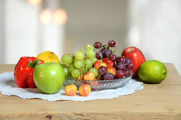 Fruits and Vegetables on Table - Фото, зображення