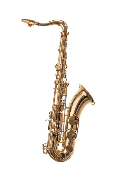 Golden Saxophone isolated on white. - Photo, Image