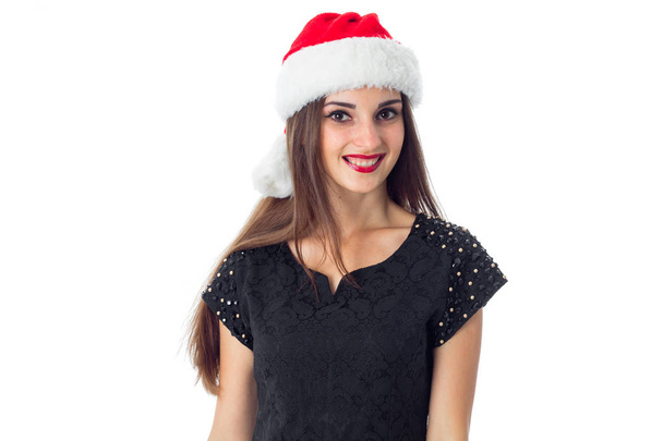 adorable girl in santa hat - Photo, Image