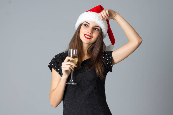 girl with glass of champagne - 写真・画像