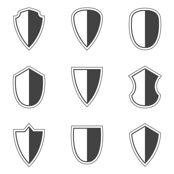 Vector Negro Escudos establecidos sobre fondo blanco
 - Vector, Imagen