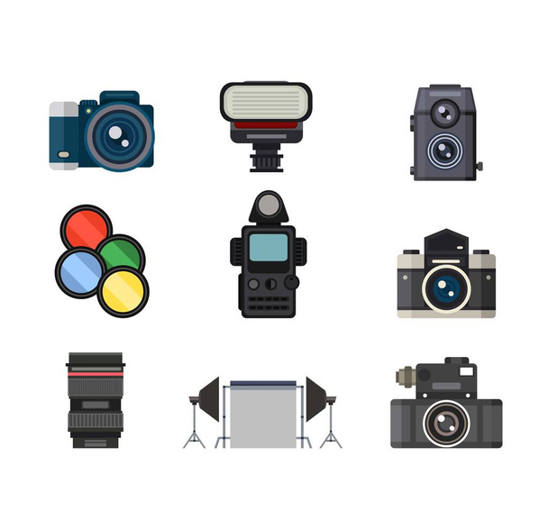 Photo studio icons vector set. - Vector, Image