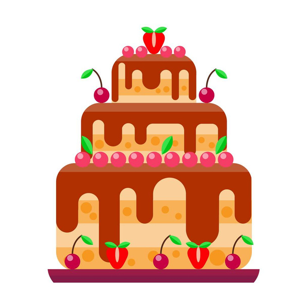 Cream birthday cake pie vector. - Διάνυσμα, εικόνα