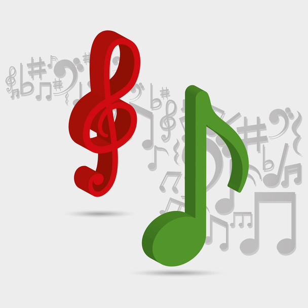 Notas musicais arte sonora
 - Vetor, Imagem