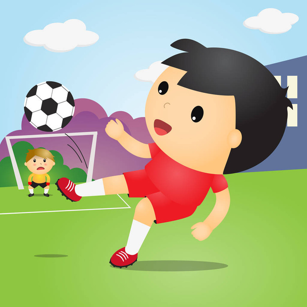 Jungen spielen Fußball auf dem Feld. Soccer player.vector Illustration. - Vektor, Bild