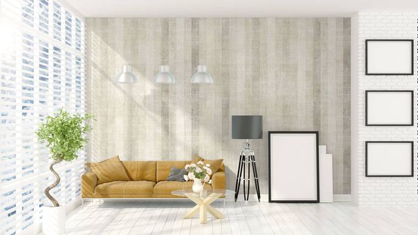 Modern bright interior . 3D rendering - Fotografie, Obrázek