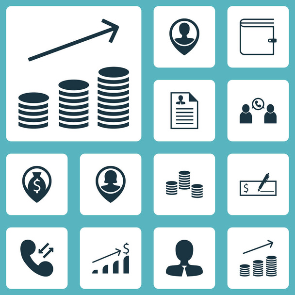 Set Of Hr Icons On Pin Employee, Money Navigation And Successful Investment Topics. Editable Vector Illustration. Includes Profile, Cash, Increase And More Vector Icons. - Vector, afbeelding