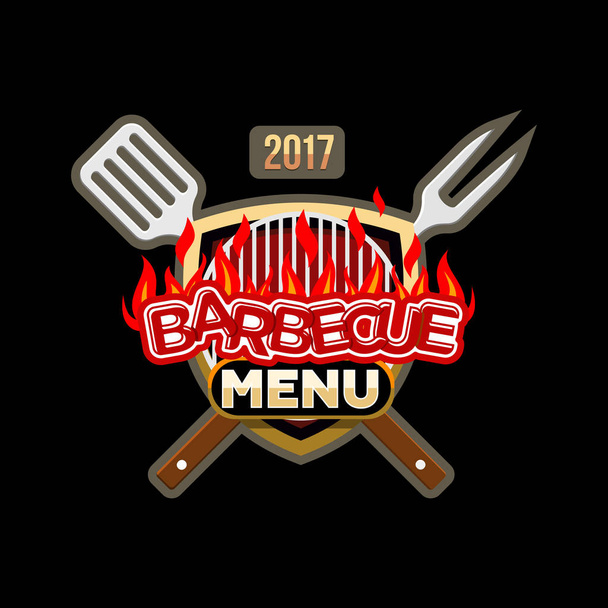 Barbecue menu logo emblemat - Wektor, obraz