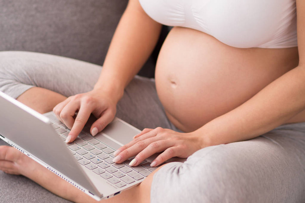 Pregnant woman with laptop - Φωτογραφία, εικόνα