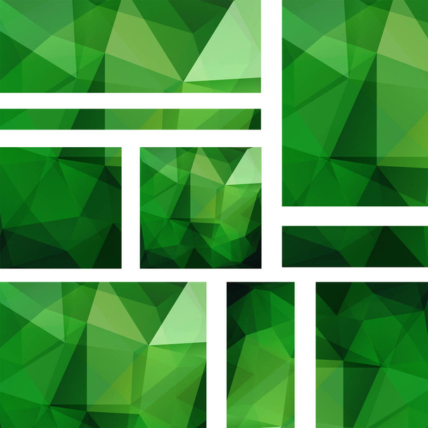 抽象的な背景とバナーのテンプレートのセットです。緑の多角形の背景を持つモダンなベクター バナー - ベクター画像